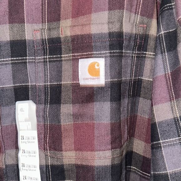 carhartt 2X Rugged Flex Loose Fit Midweight Flannel Long-Sleeve Plaid Shirt - Picture 8 of 15